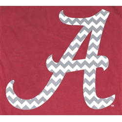 Alabama Crimson Tide Football T-Shirts - Chevron Pattern Inside Script A - Color Crimson