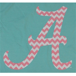 Alabama Crimson Tide Football T-Shirts - Chevron Pattern Inside Script A - Color Mint