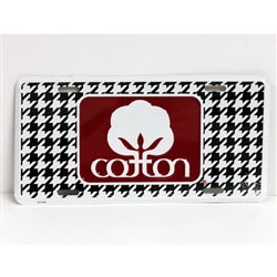 Houndstooth Seal Of Cotton Metal Car Tag - License Plates - With Crimson Logo