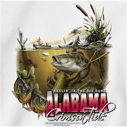 Alabama Crimson Tide Fishing T-Shirts - Reelin In The Big Game