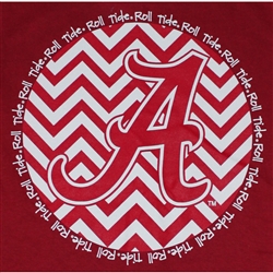 Alabama Crimson Tide Football T-Shirts - Chevron A Script Crimson Color T-Shirt