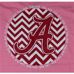 Alabama Crimson Tide Football T-Shirts - Chevron A Script Neon Pink Color T-Shirt